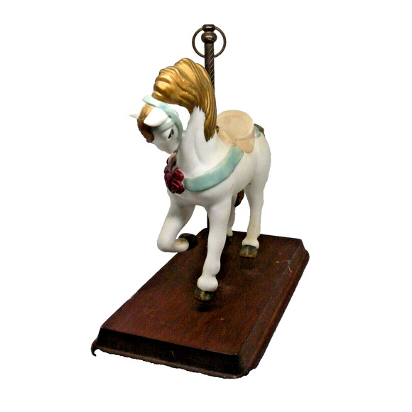 White Carousel Horse Gold Mane Paul Sebastian Bisque Porcelain 7” Tall VTG - Picture 5 of 6